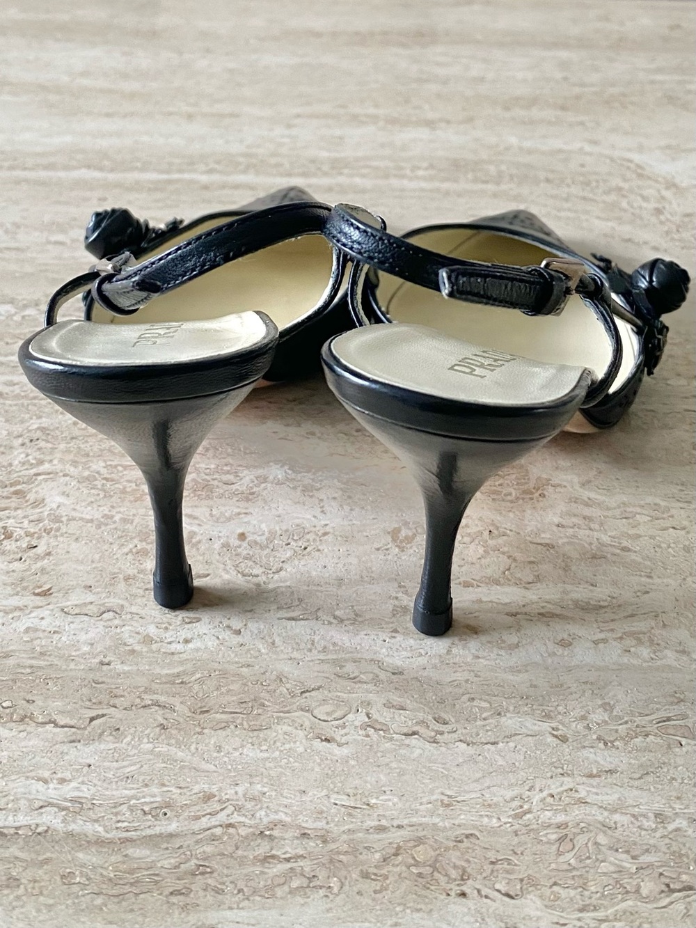Vintage Prada Rosette Slingback Heels - Picture 8 of 10